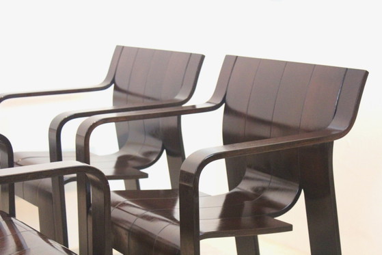 Set of four ‘Strip’ Dining Chairs with Armrests by Gijs Bakker for Castelijn (photo 8 of 14)