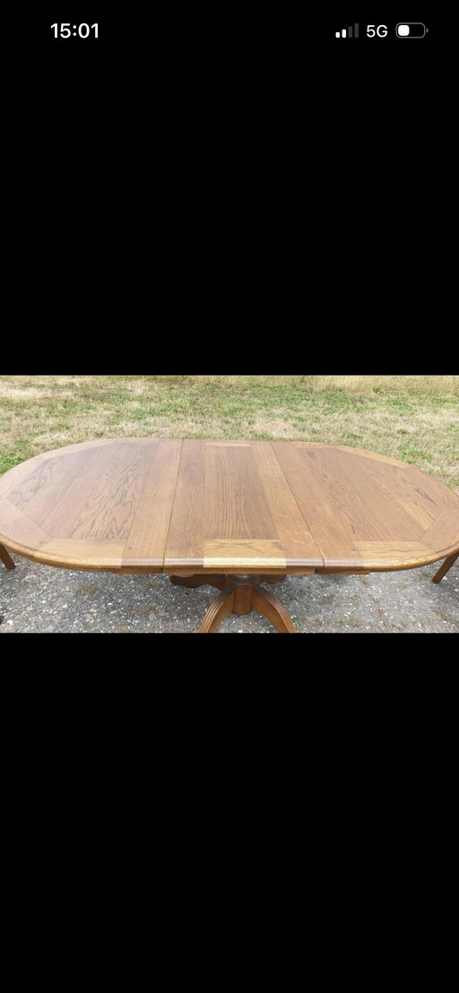 Bannink jugendstil eiken eetkamer met tussenblad 