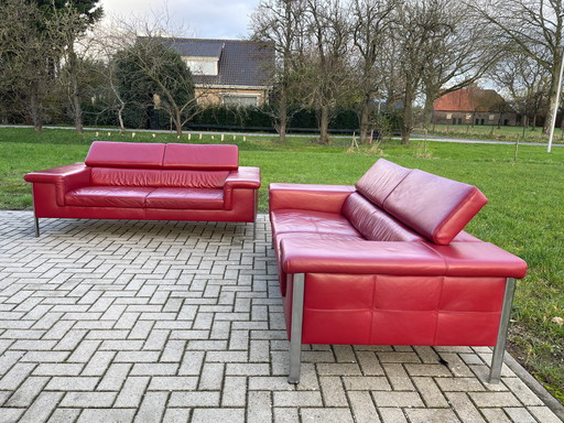 Beautiful 2X Montel 3 Seaters Real Leather Sofa Set