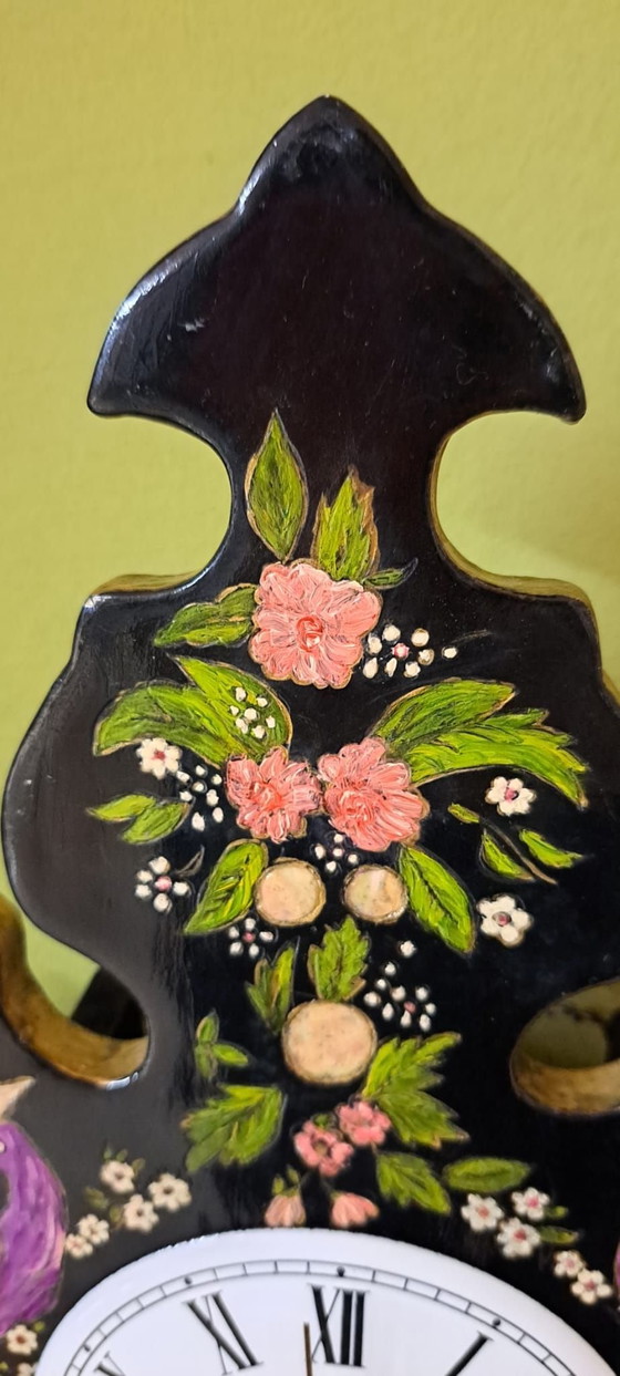 Vintage wandklok, Klokken, Hout, Metaal, Zwart (foto 5 van 10)