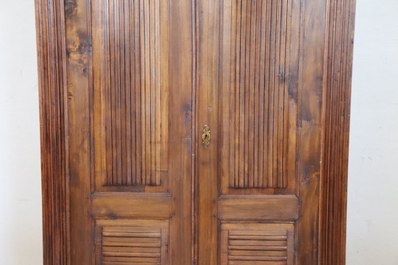 Image 1 of Antique solid poplar wood small wardrobe, Italy late 19th century
