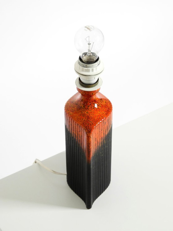 Image 1 of Unique 1960s ceramic table lamp in red and black by Kaiser Leuchten