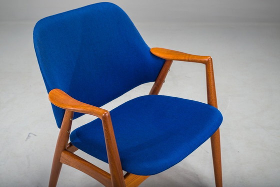Image 1 of Fauteuil in blauw en teak van Alf Svensson voor Dux, 1960