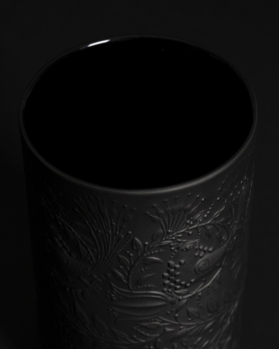 Image 1 of Rosenthal Vase Duo Bjørn Wiinblad Bisque Porcelaine Noire Matte Relief MCM WGP