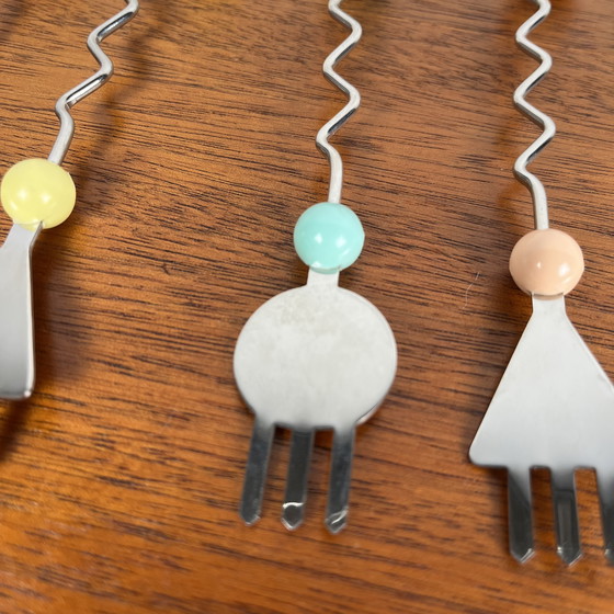 Image 1 of Raro set di 6 forchette da dessert Memphis, Giappone, 1980