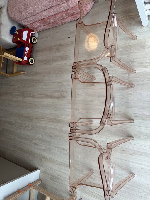 3 sedie da pranzo Kartell Louis Ghost rosa