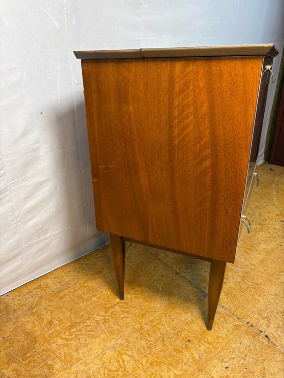 Image 1 of Mid Century Retro Teak & Lamination Cocktail Bar Cabinet (Circa 1950–1960)  A stunning and playful example of mid century design