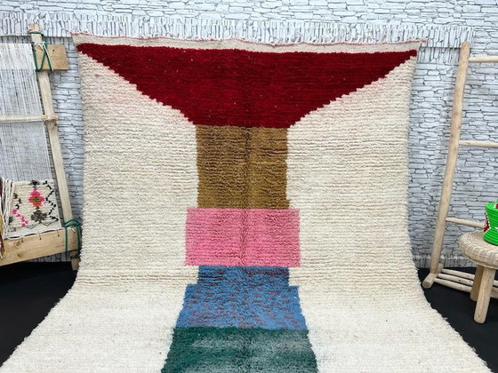 Image 1 of Handmade Beni Ourain rug: 3/2 m Authentic Moroccan wool rug, geometric design