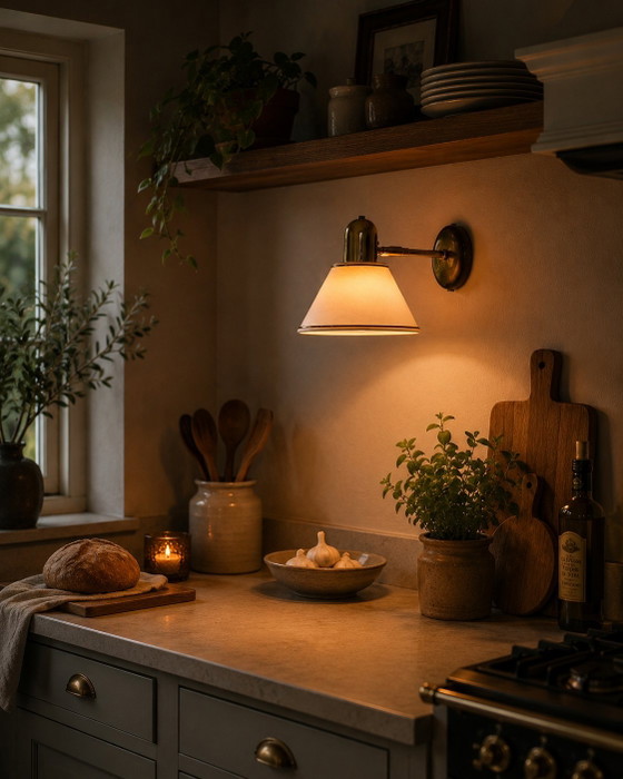 Image 1 of Vintage Deense messing wandlamp