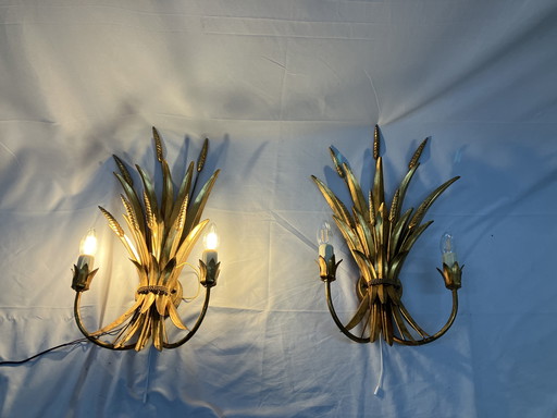 Vintage Hans Kögl Wheat Sheaf korenaar wandlampen MCM