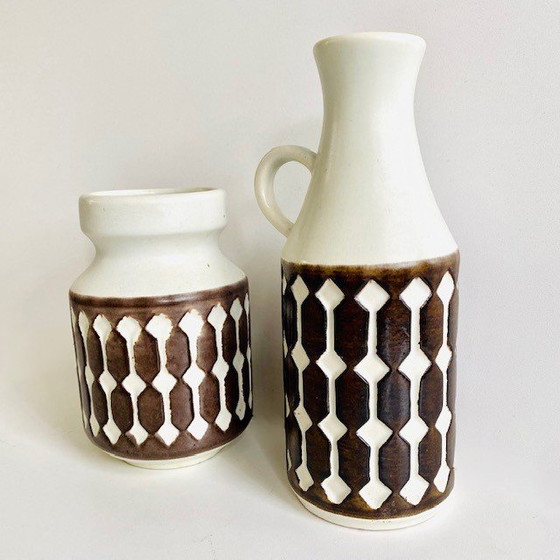 Image 1 of West Germany Jasba vases set embossed decoration 1960's