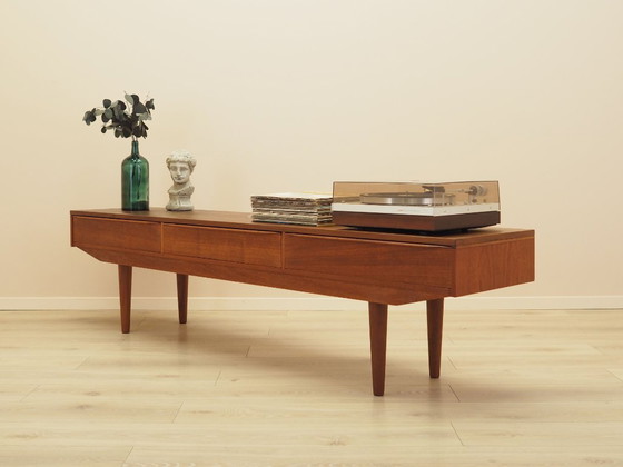 Lowboard danese in impiallacciatura di teak con tre cassetti, anni '60 – Mobili TV, Legno (photo 3 of 9)