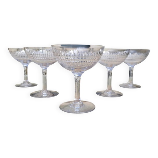 6 copas de champán de cristal Baccarat / Nancy