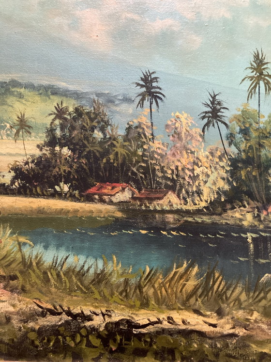 Bellissimo grande dipinto di paesaggio indiano Bella India 140x 80 – Dipinti e disegni, Tela (photo 2 of 7)