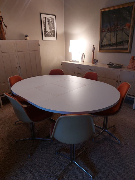 Vintage Herman Miller ronde eettafel, verlengbaar