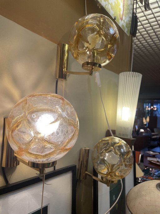 Wall lamps Doria Leuchten brass & Murano glass