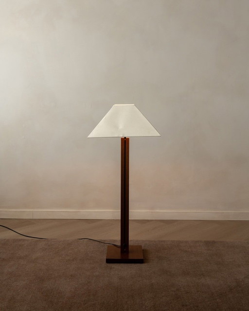 Vintage Belgische postmoderne verstelbare vloerlamp van Bellino, jaren 90, hout met sculpturaal – vloerlampen (photo 2 of 14)