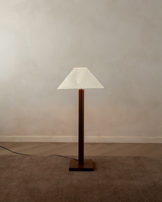 Vintage Belgische postmoderne verstelbare vloerlamp van Bellino, jaren 90, hout met sculpturaal – Vloerlampen (photo 2 of 14)