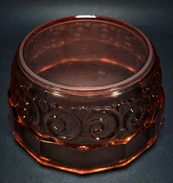 Art Deco Bowl - Selenium UV Reactive - Val St Lambert - Model "Rosette" - 1935 – Val Saint Lambert, Crystal (photo 7 of 7)