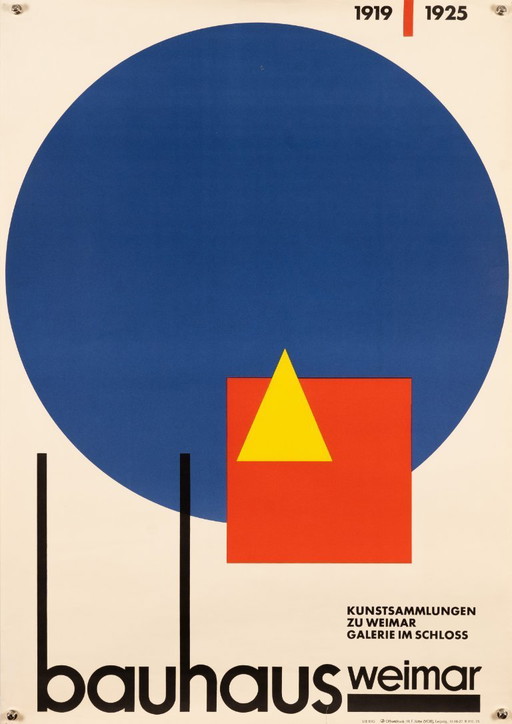 Bauhaus Weimar 1968 – Original Vintage Exhibition Poster by Artur Liebig – Bauhaus Design – 81x57.5 cm