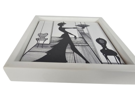 Image 1 of Ruben Toledo & Bardelli - 'Isabel' - Italy - Milan - tile in wooden frame - 1990s