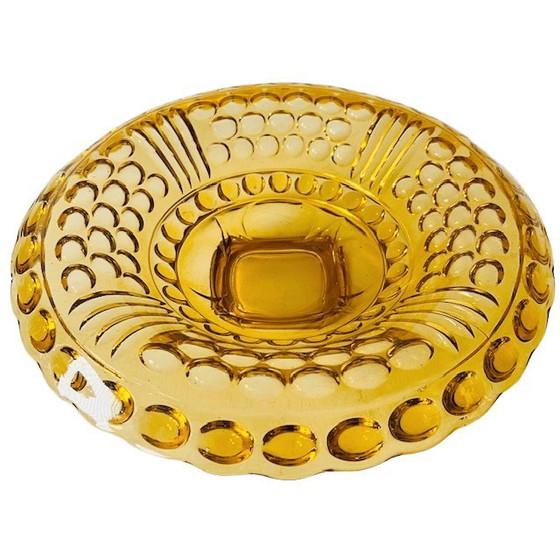 Image 1 of Antique amber glass fruit bowl by August Walther & Sons 1890s