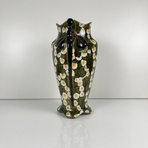 Art Nouveau vaas van KG Lunéville, met bloemmotief, eind 19e - begin 20e eeuw