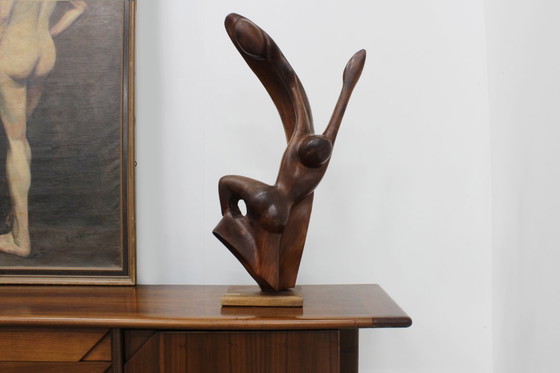 Image 1 of Vintage mahoniehouten sculptuur Frank Coronado+