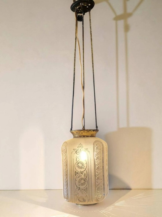 Pendelleuchte / Art Deco Laterne – Pendelleuchten, Crystal, Glass (photo 5 of 11)