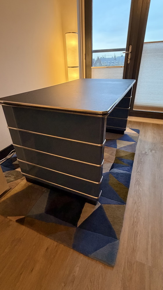 Image 1 of Bureau/table de conférence Muller bleu brillant