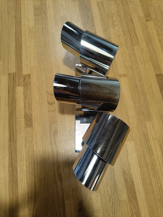 Image 1 of Chromen drievoudige spotlamp uit de jaren 70 voor wand of plafond