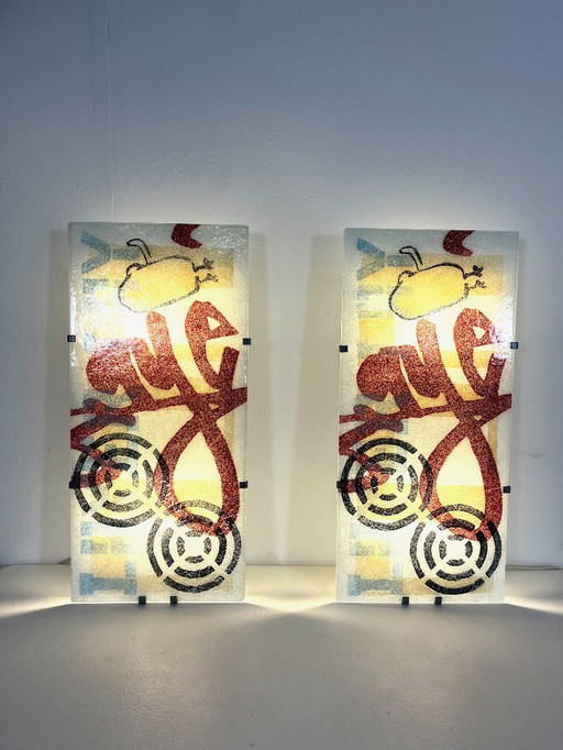 Glass GYLLEN wall lamps, designed by Julia Treutiger for Ikea, 1990s.