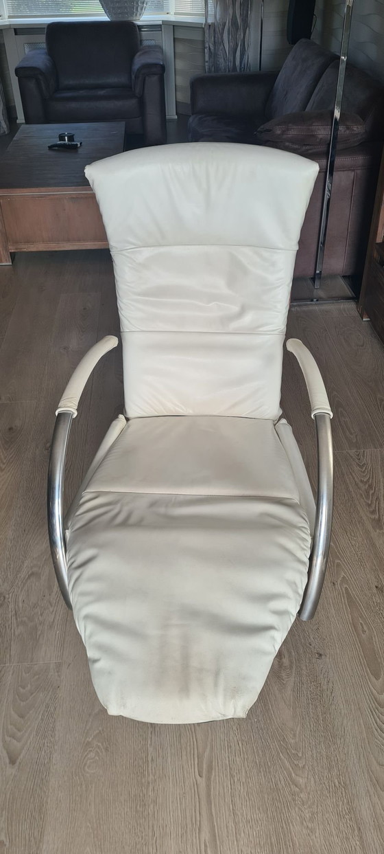 Draai stoel wit leer edelstaal van het merk Prominent, Draaistoelen, Roestvrij staal, Zilver (foto 4 van 7)