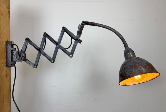 Image 1 of Grey Industrial Scissor Wall Lamp from Elektroinstala, 1960s