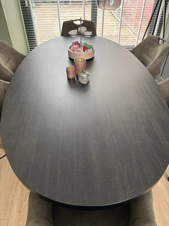 Oval table with 6 chairs – Dining set, Metal, Wood (photo 2 of 6)