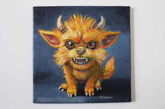 Image 1 of Piccolo dipinto unico, realizzato a mano, di arte fantasy e raffigurante un asino.