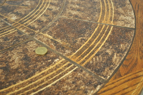 Image 1 of Vintage round wooden coffee table with ceramic tiles by Danish Ebbe Sørensen, 1970s