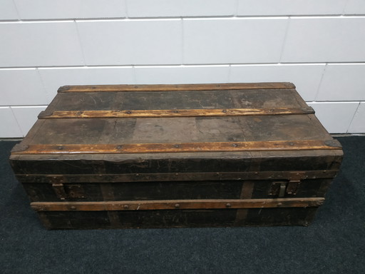 Original Antique Travel Case Cabin Case Metal/Wood