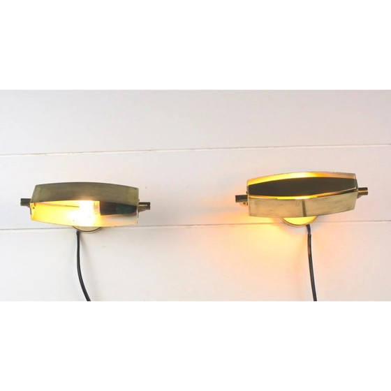 Image 1 of Coppia di applique in ottone, Jacques Biny, Francia, anni '50