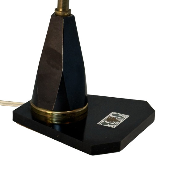 Image 1 of Vintage table lamp in Art Deco Style - Stained glass shade and decorative base - Ca. 1960’s - Ukraine - Available as set