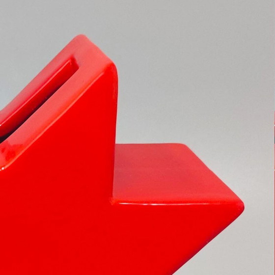 Image 1 of 1980s Ettore Sottsass "Hsing" Red Glazed Ceramic Vase for Alessio Sarri
