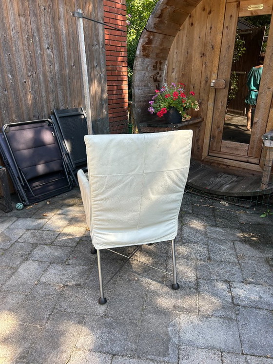 6 Montis Chaplin Stoelen. Wit Leer Goede Staat – Fauteuils, Leather, Metal (photo 5 of 6)