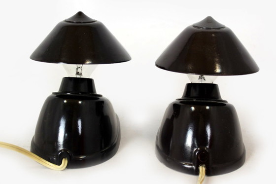 Image 1 of Bauhaus Bakelite Table Lamps from Esc, 1940s, Set of 2