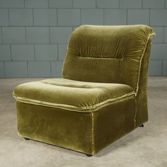 Image 1 of Divano modulare di metà secolo – velluto verde – anni '70