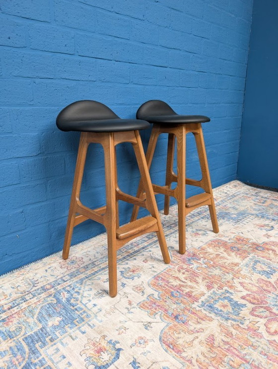 Image 1 of 2x taburetes de bar Erik Buch, Hammel Møbelfabrik, diseño danés