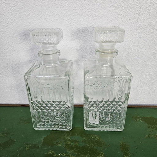 Set di due caraffe in vetro, decanter per whisky