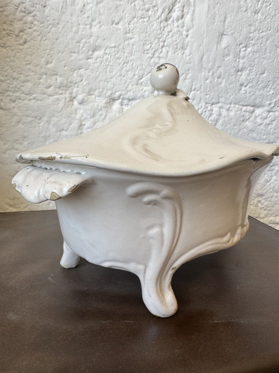 Image 1 of 18th century Moustiers earthenware vegetable dish