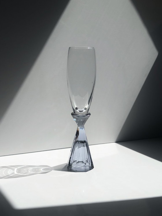 10 Vintage Kristallen Champagneglazen met Paarse Steel, Art Deco Revival, Italië jaren 80 – Glazen & Karaffen (photo 3 of 8)