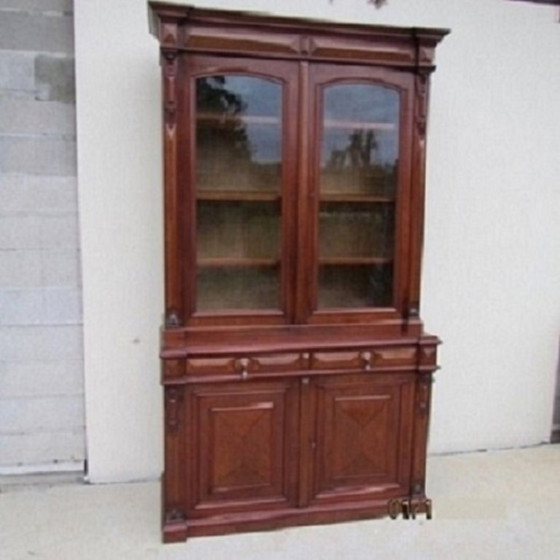 Image 1 of Libreria/vetrina antica in mogano Direttorio in due parti