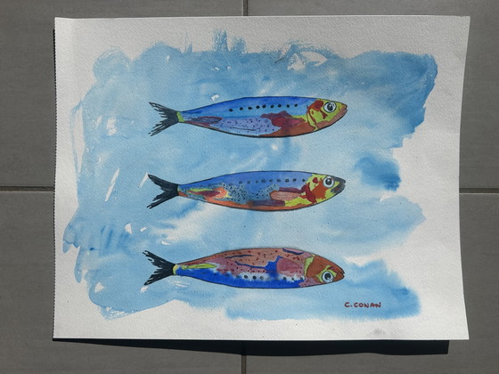 Kleurrijke Sardines Aquarel 30x40 cm – canson, Wanddecoratie, Paper (photo 8 of 8)